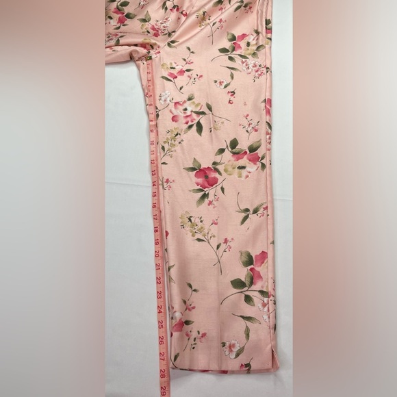 Sag Harbor Pink Pantsuit Elegant Sateen Floral Design Jacket Ankle Pants Size 12 - Picture 13 of 15